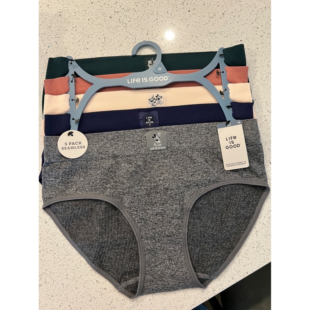 Life is Good Disney Mickey Mouse Seamless Hipster Panties 5 Pack Medium Multi